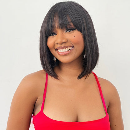 Points Rewards | Glueless 13x4 Frontal Lace Ear-to-ear Natural Black Bob Wigs with Bangs