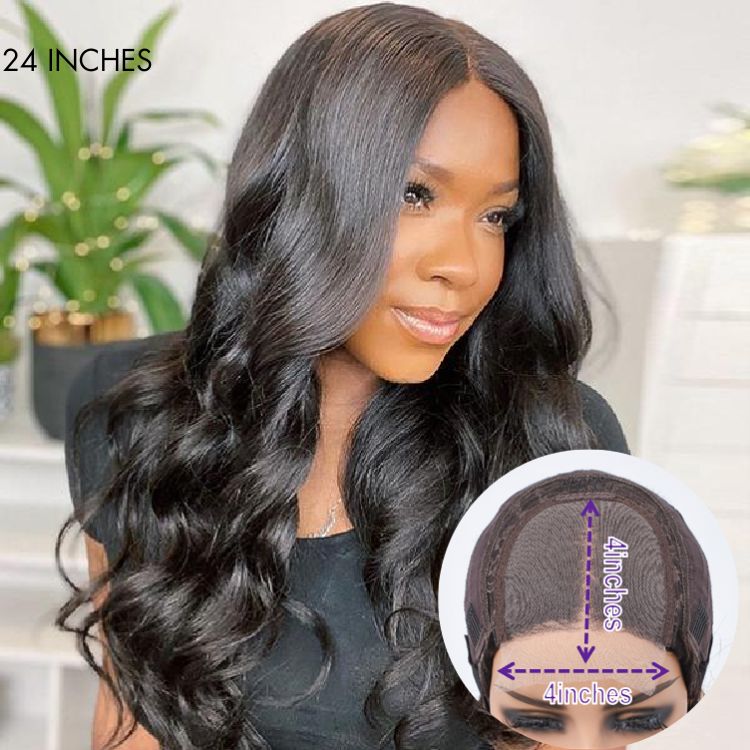 Newbie Only | Super Easy Natural Black Body Wave 4x4 Closure Lace Glueless Mid Part Long Wig 100% Human Hair