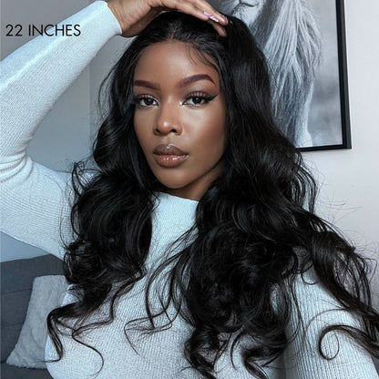 Newbie Only | Super Easy Natural Black Body Wave 4x4 Closure Lace Glueless Mid Part Long Wig 100% Human Hair