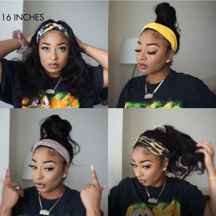 Newbie Only | Natural Black Body Wave No Lace Glueless Long Headband Wig 100% Human Hair