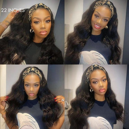 Newbie Only | Natural Black Body Wave No Lace Glueless Long Headband Wig 100% Human Hair