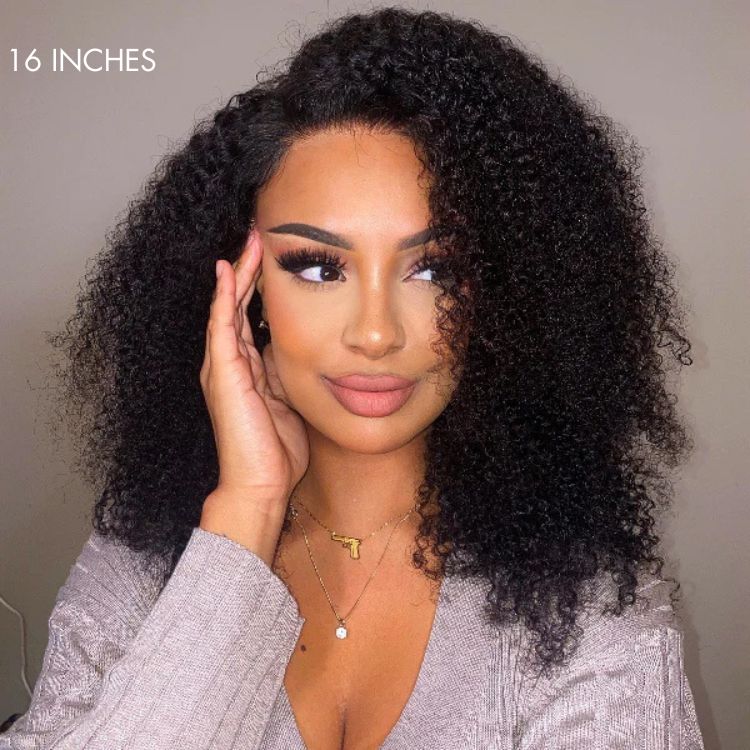 Newbie Only | Afro Curly Glueless Free Parting Undetectable Invisible 13x4 Lace Frontal Wig | Real HD Lace