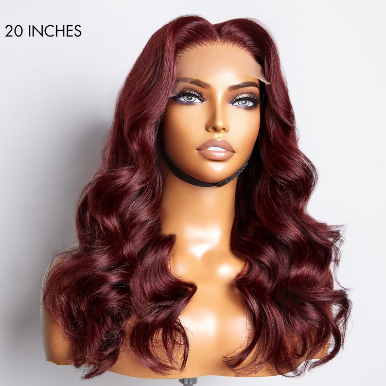 Win Back | Elegant Dark Red Loose Wave 5x5 Closure Lace Wig Summer Chic