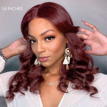 Elegant Dark Red Loose Wave 5x5 Closure Lace Wig Summer Chic