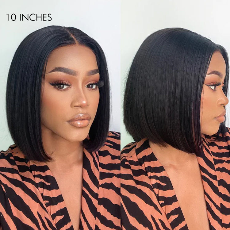 Points Rewards | Glueless 4x4 Closure Lace Bob Wig 100% Human Hair | Pre-bleached Knots