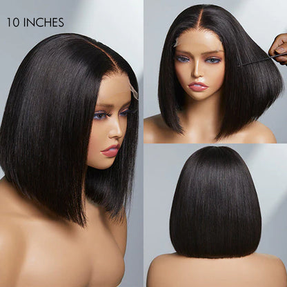 Points Rewards | Glueless 4x4 Closure Lace Bob Wig 100% Human Hair | Pre-bleached Knots