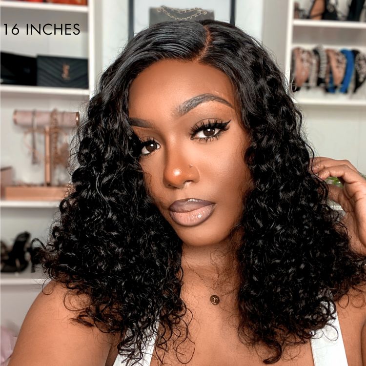 VIP Discount | Shoulder-length Pre-plucked Black / Chesnut Brown Glueless Bouncy Curls Minimalist Undetectable HD Lace Long Wig 100% Human Hair