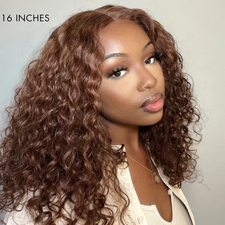 VIP Discount | Shoulder-length Pre-plucked Black / Chesnut Brown Glueless Bouncy Curls Minimalist Undetectable HD Lace Long Wig 100% Human Hair