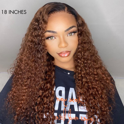 Points Rewards | Reddish Brown Ombre Water Wave Glueless 5×5 Closure Lace Wig Pre-bleached