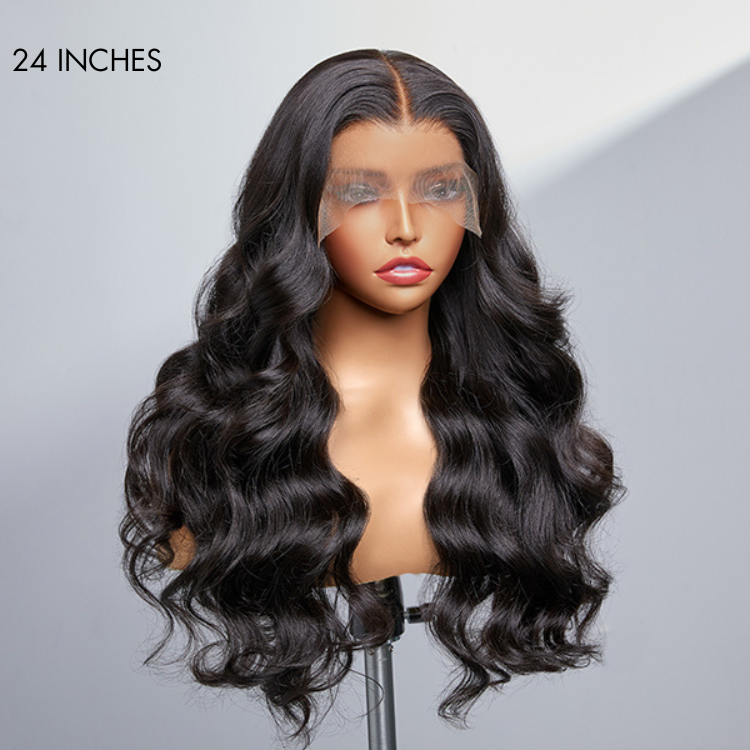 【18 inches = $239.9】200% Mega Density | Natural Black Body Wave 5x5 Closure Lace Glueless Long Wig 100% Human Hair