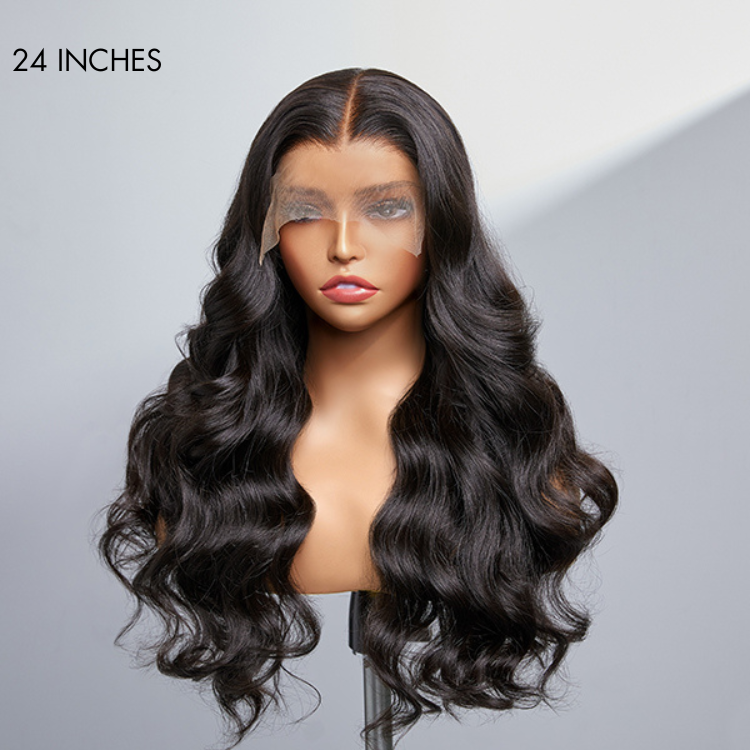 【18 inches = $239.9】200% Mega Density | Natural Black Body Wave 5x5 Closure Lace Glueless Long Wig 100% Human Hair