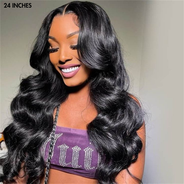 【18 inches = $239.9】200% Mega Density | Natural Black Body Wave 5x5 Closure Lace Glueless Long Wig 100% Human Hair