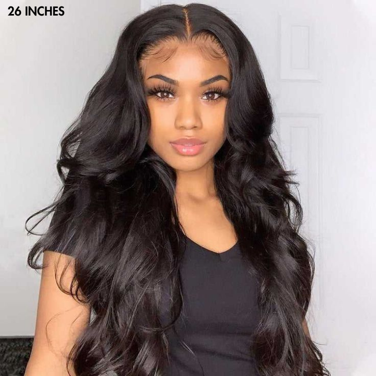 【18 inches = $239.9】200% Mega Density | Natural Black Body Wave 5x5 Closure Lace Glueless Long Wig 100% Human Hair