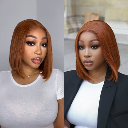 Points Rewards | Beginner Friendly Sugar Maple 4x4 Closure Lace Glueless Mid Part Bob Wig 100% Human Hair