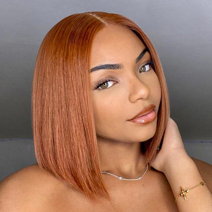 Points Rewards | Beginner Friendly Sugar Maple 4x4 Closure Lace Glueless Mid Part Bob Wig 100% Human Hair