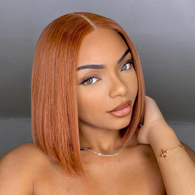 Points Rewards | Beginner Friendly Sugar Maple 4x4 Closure Lace Glueless Mid Part Bob Wig 100% Human Hair