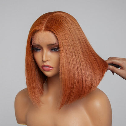 Points Rewards | Beginner Friendly Sugar Maple 4x4 Closure Lace Glueless Mid Part Bob Wig 100% Human Hair