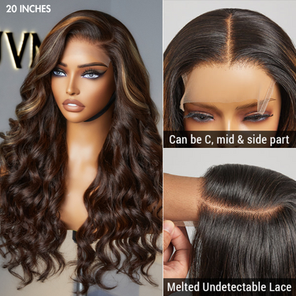 Win Back | Beyon-Inspired | Blonde Brown Highlight Water Loose Wave 5x5 Closure Lace C Part Long Wig 100% Human Hair