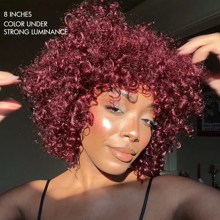 Win Back | Beginner Friendly Dark Red Water Wave Glueless Minimalist Lace Wig With Bangs