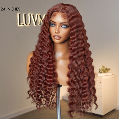 【24 inches = $219.9】Retro Trends Dark Reddish Brown Ocean Wave Glueless 5x5 Closure Lace Long Wig