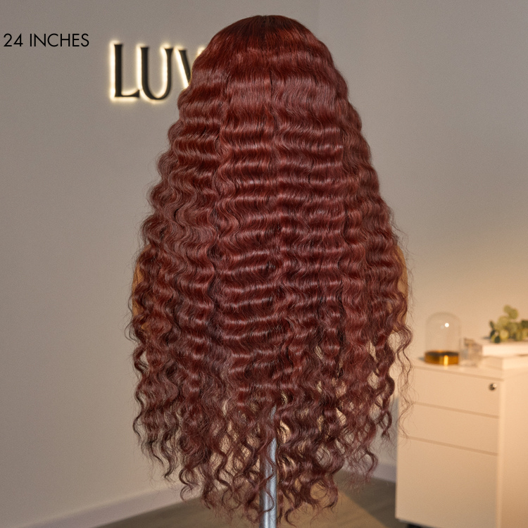 【24 inches = $219.9】Retro Trends Dark Reddish Brown Ocean Wave Glueless 5x5 Closure Lace Long Wig