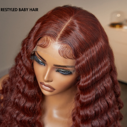 【24 inches = $219.9】Retro Trends Dark Reddish Brown Ocean Wave Glueless 5x5 Closure Lace Long Wig