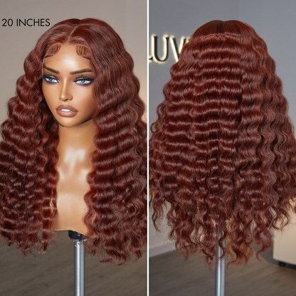 【24 inches = $219.9】Retro Trends Dark Reddish Brown Ocean Wave Glueless 5x5 Closure Lace Long Wig