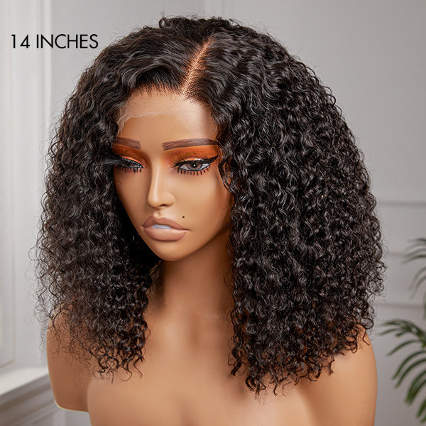 Newbie Only | Full Kinky Curly 5x5 Closure HD Lace Glueless Side Part Neck Length Wig 100% Human Hair