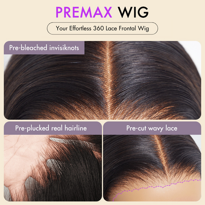 Exclusive Discount | PreMax Wigs | 360 Lace Super Natural Hairline Water Wave Free Part Human Hair Wig