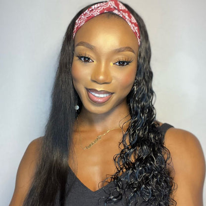 Points Rewards | Wet And Wavy | Throw On & Go Water Wave Glueless Long Headband Wig 100% Human Hair (Get Free Trendy Headbands)