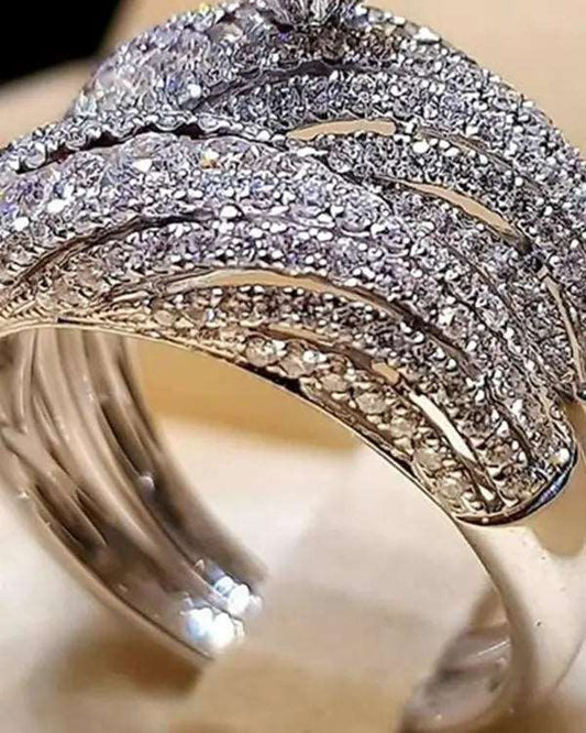 1pc Rhinestone Hollow Layered Ring Wedding Bridal Jewelry - Healthier Me Beauty, LLC