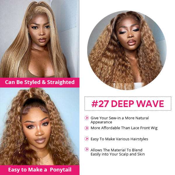 #27 Bundles With Closure Virgin Human Hair Deep Wave 3 Bundles With 4x4 Closure - Healthier Me Beauty, LLC