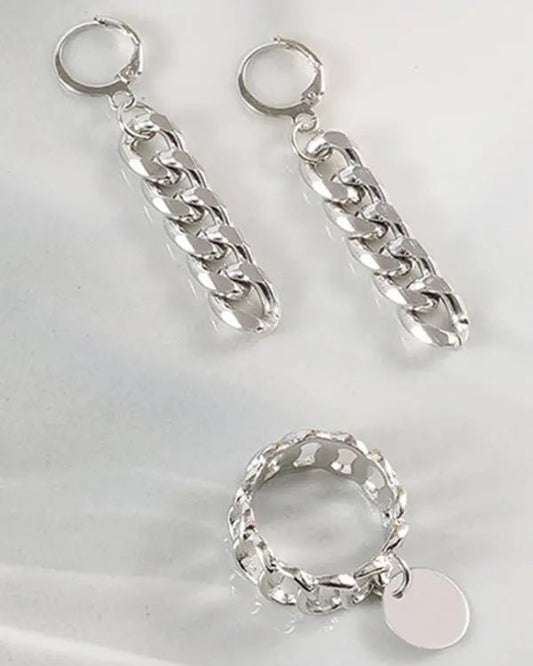 4pcs Multi-layer Disc Pendant Necklace & OT Toggle Bracelet & Earrings & Ring Set - Healthier Me Beauty, LLC