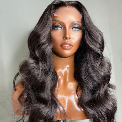 Newbie Only | Super Easy Natural Black Body Wave 4x4 Closure Lace Glueless Mid Part Long Wig 100% Human Hair