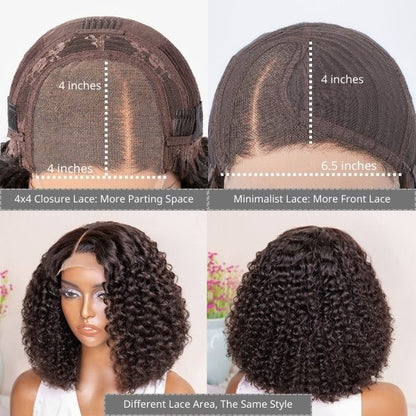 Points Rewards | Glueless Short Deep Wave Bob 4x4 Closure Lace Wig 100% Human Hair