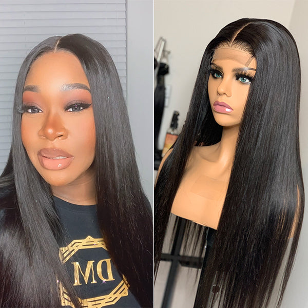 Newbie Only | Effortless Straight 4x4 Closure Lace Glueless Mid Part Long Wig 100% Human Hair