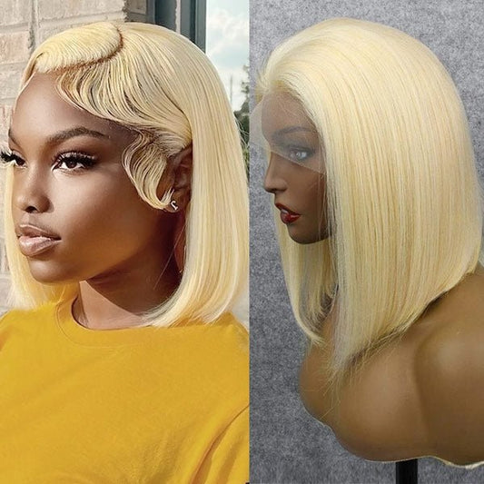613 Blonde Bob Lace Front Wig 13x4 Straight Short Bob Human Hair Wigs - Healthier Me Beauty, LLC