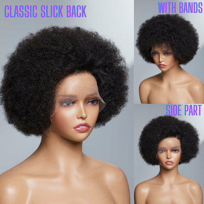 Points Rewards | Retro & Vintage | Ultra Natural Afro Curl 13X2 Frontal Lace Short Wig 100% Human Hair