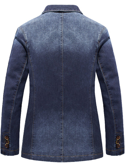 Men's Casual Loose Denim Multi-pocket Suit Jacket