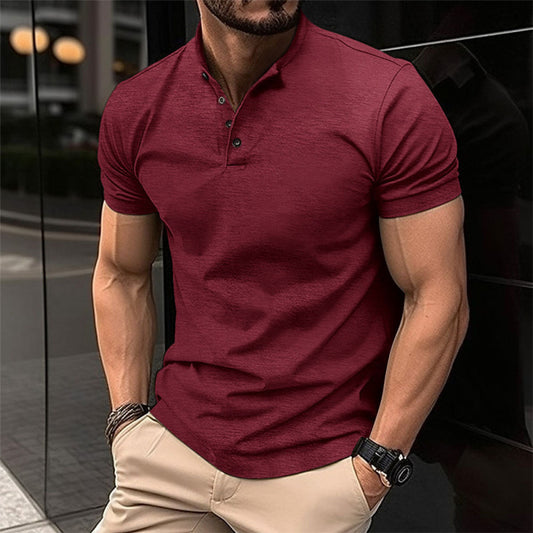 New Men's Button Henley Collar Sports Polo Shirt