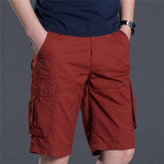 New Thin Workwear Shorts Solid Color Loose Multi-Pocket Straight Casual Pants