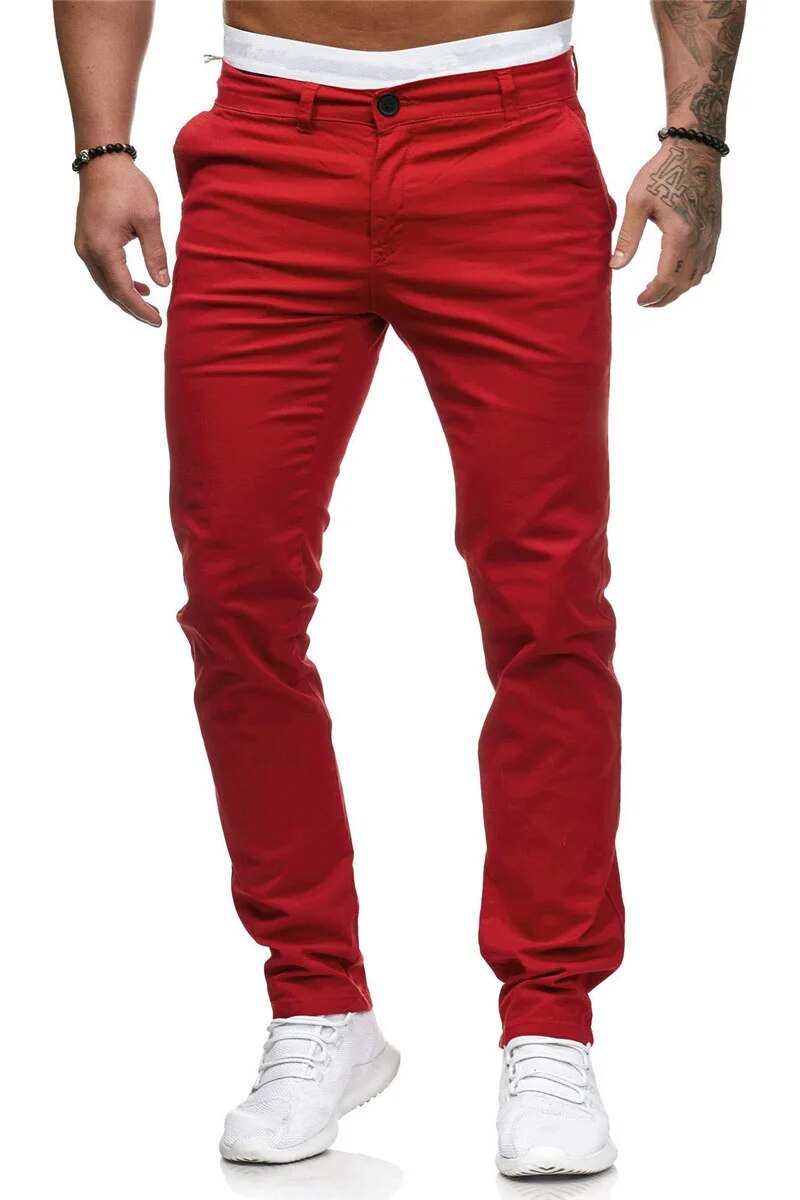 Autumn Mens Pants Cotton Casual Stretch Male Trousers