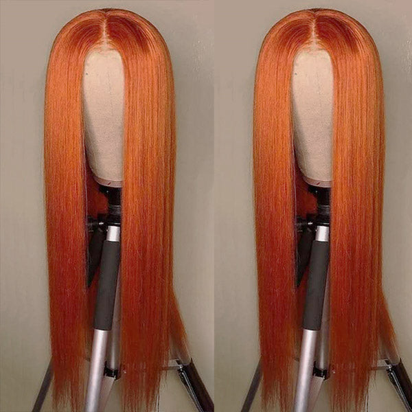 Ginger Orange Lace Front Wigs 13x6x1 HD Lace Frontal Human Hair Wigs Brazilian Straight Hair - Healthier Me Beauty, LLC