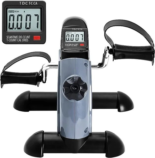 Mini Exercise Bike, Under Desk Bike Pedal Exerciser Portable Foot Cycle Arm & Leg Peddler Machine with LCD Screen Displays