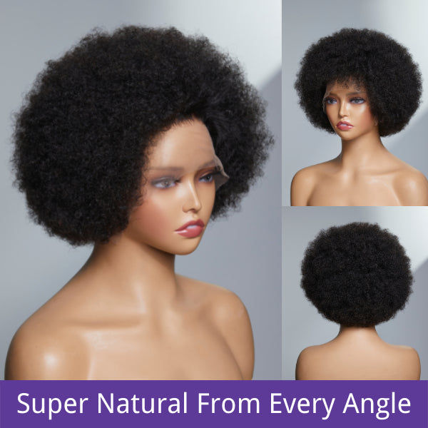 Points Rewards | Retro & Vintage | Ultra Natural Afro Curl 13X2 Frontal Lace Short Wig 100% Human Hair