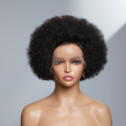 Points Rewards | Retro & Vintage | Ultra Natural Afro Curl 13X2 Frontal Lace Short Wig 100% Human Hair