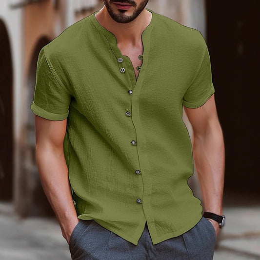 New Fashion Men's Retro Button Casual Short Sleeve Shirt