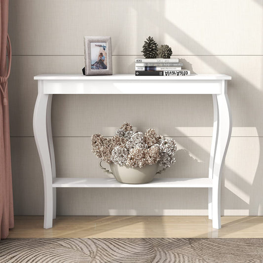 Narrow Console Table, Chic Accent Sofa Table, Entryway Table, White