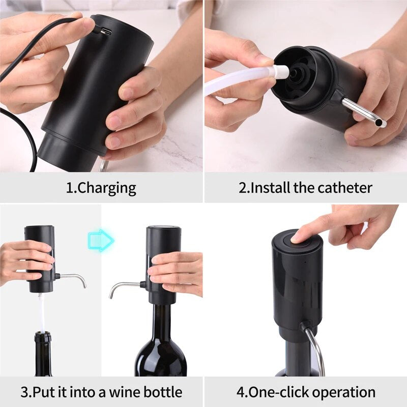 Rechargeable Electric Wine Aerator Dispenser One-Touch Automatic Wine Decanter Intelligent Bar Accessories Valentine'S Day Gift