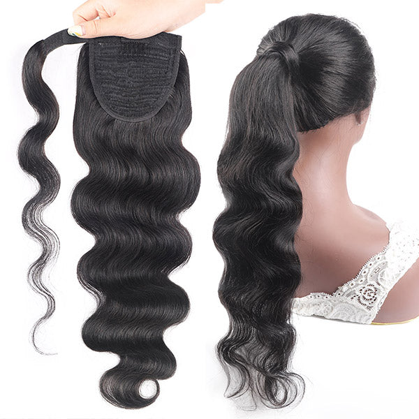 Body Wave Ponytail Virgin Human Hair Wrap Around Hair Extensions Pony Tail - Healthier Me Beauty, LLC